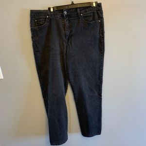 Black straight leg jeans, 16
